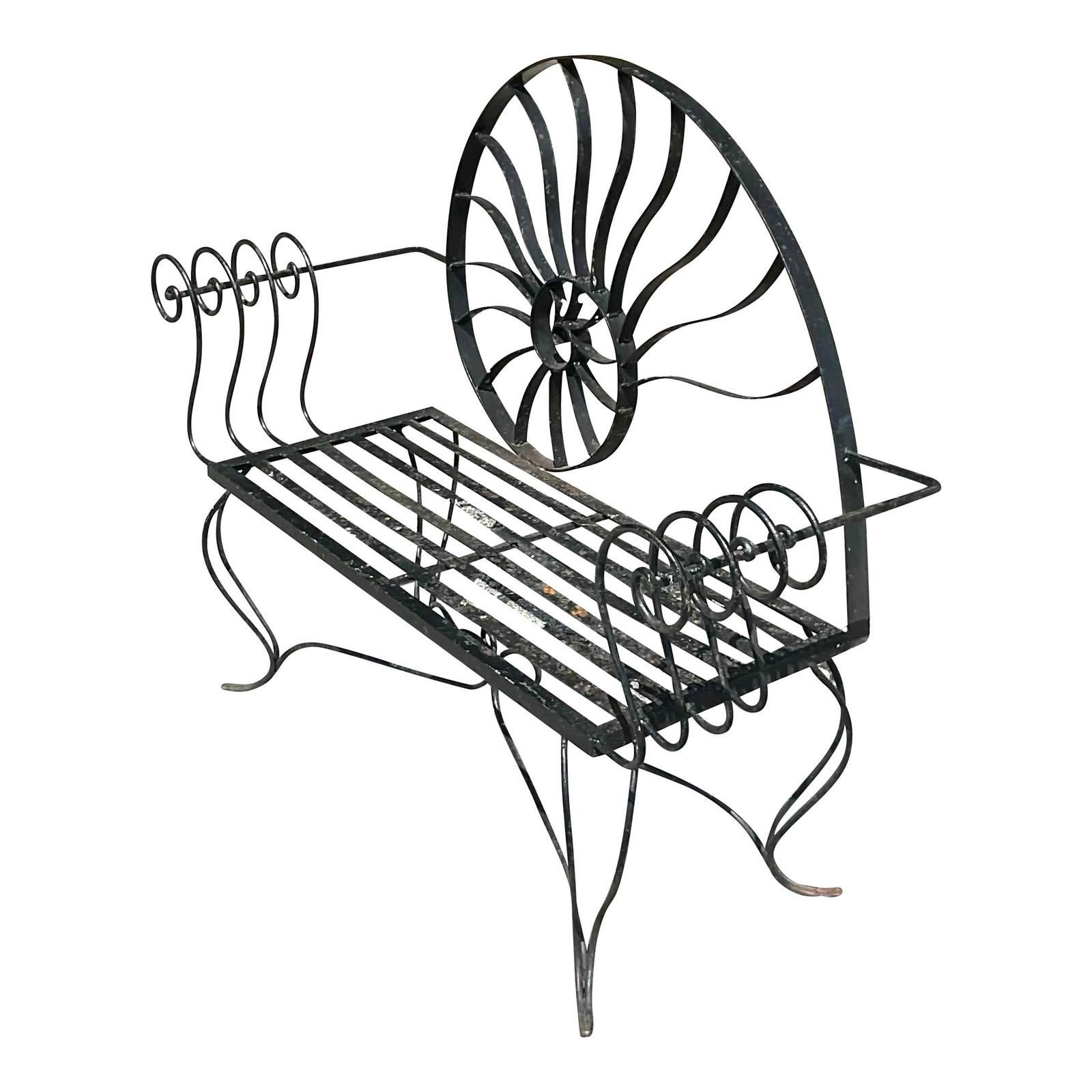 Vintage Nautilus Shell Wrought Iron Loveseat Coastal Charm (1 of 5)