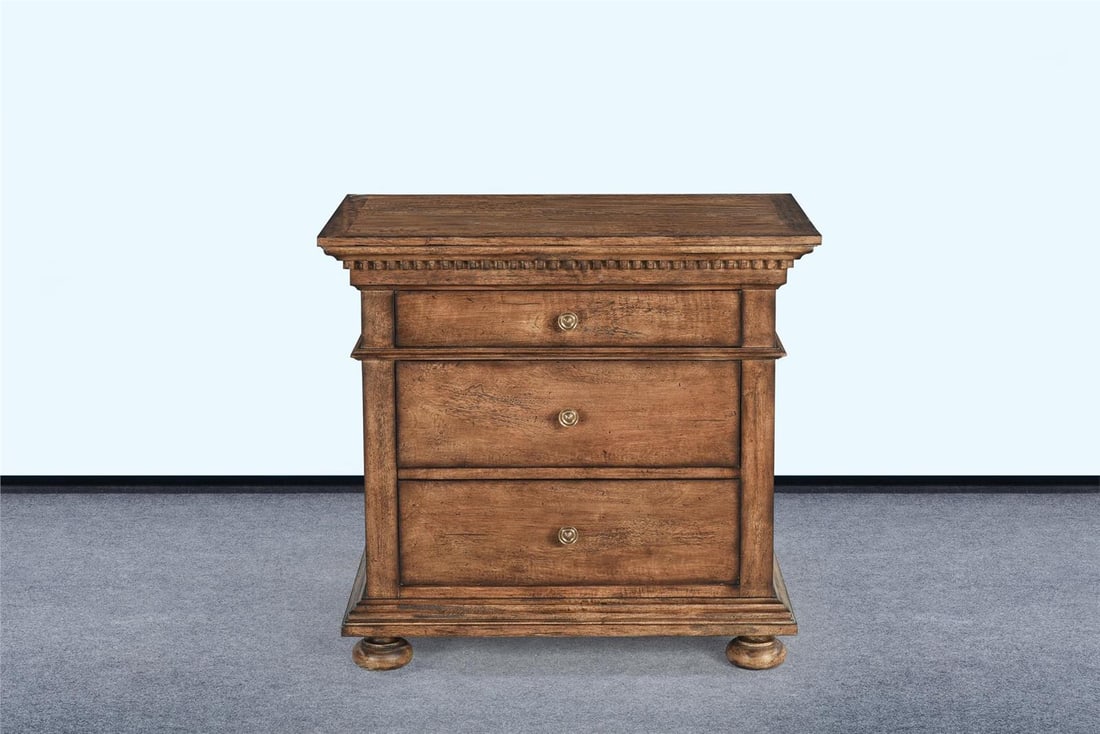 Blake Three Drawer Nightstand Rustic Pecan: Blake Three Drawer Nightstand Rustic Pecan Introducing the Blake Nightstand, a versatile addition to your bedroom decor. Crafted in a rustic pecan finish, this nightstand features three spacious drawe