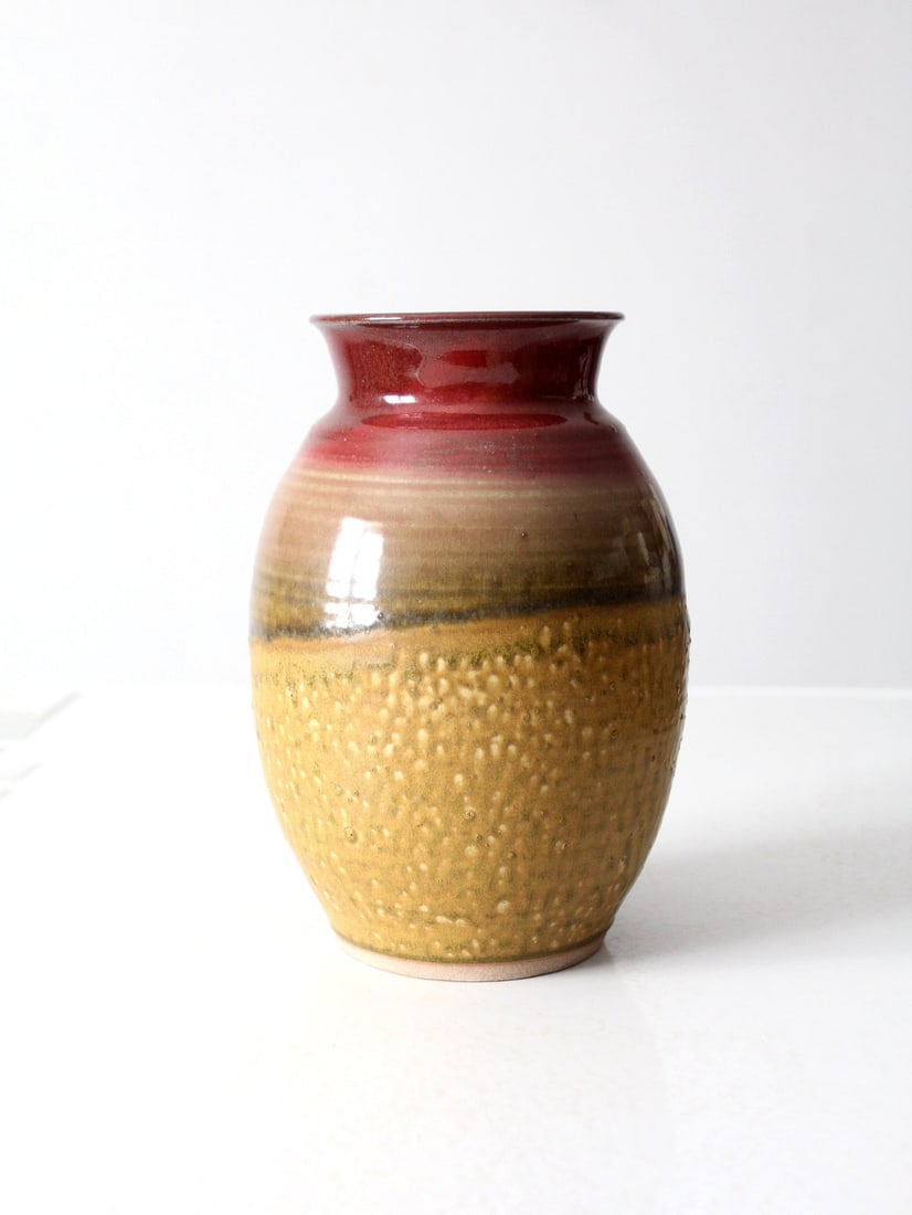 Vintage Lantern Hill Pottery Vase Earthy Glaze 10 Inch (1 of 9)