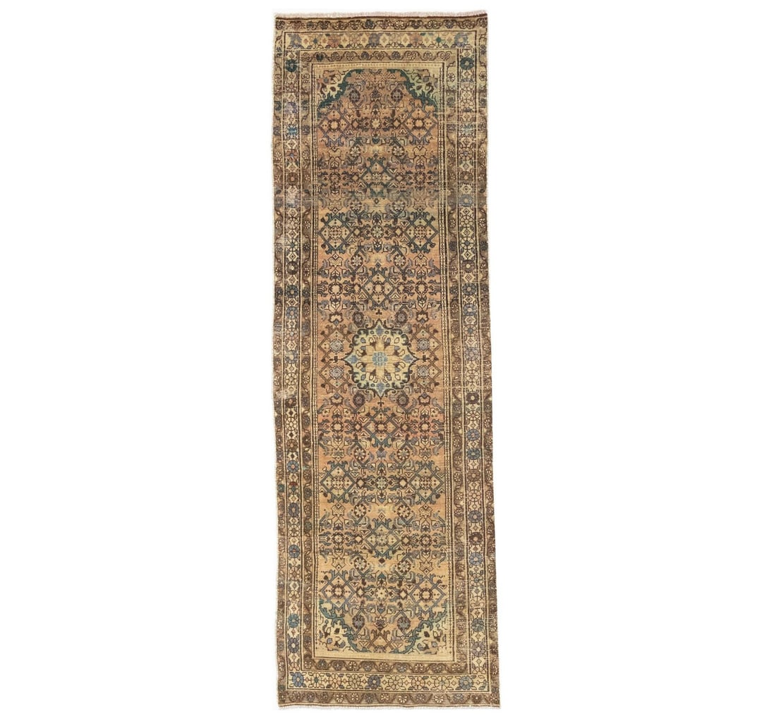 Wool Tribal Floral Runner Rug 3'0 x 9'4 Semi Antique (1 of 13)