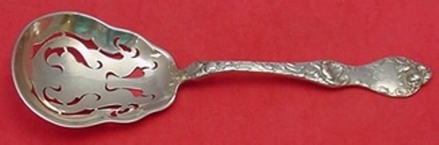 Reed & Barton Les Cinq Fleurs Sterling Silver Slotted Pea Spoon 8 3/4" (1 of 2)