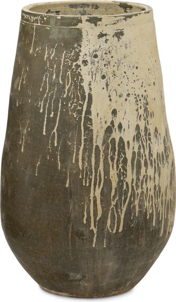 Currey Capaci Vintage Style Terracotta Planter Greenish White: Currey Capaci Vintage Style Terracotta Planter Greenish White Enhance your outdoor decor with the Capaci Greenish White Planter, designed in a charming Mediterranean style. This large planter is const