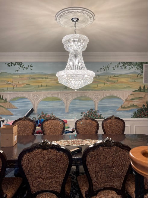 Artistry Primo 15-Light Chrome Crystal Empire Chandelier 24 x 32: Artistry Primo 15-Light Chrome Crystal Empire Chandelier 24 x 32 This modern chandelier features a large chrome frame adorned with Grand King K9 crystals, creating a striking Empire-style design that 