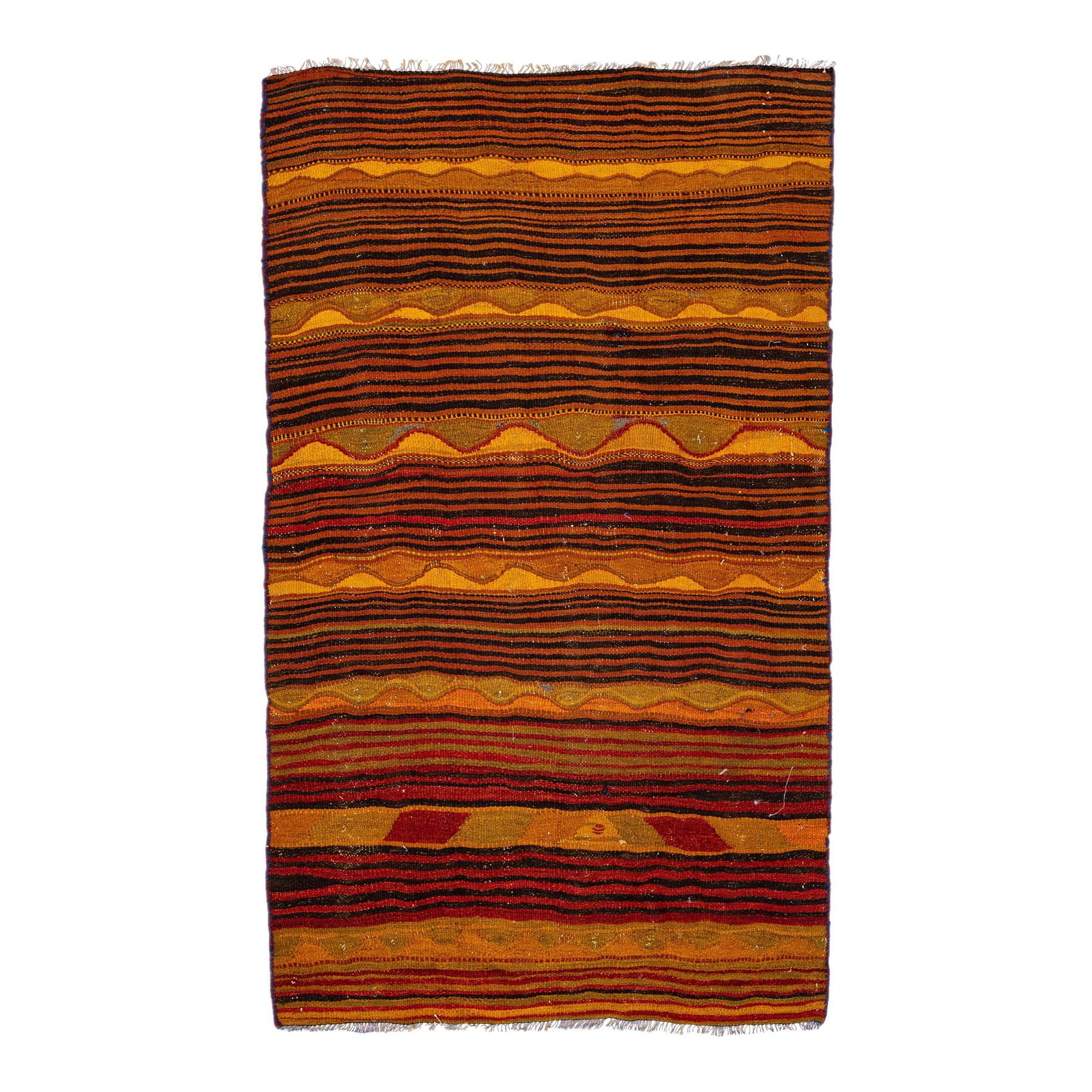 Vintage Turkish Kilim Handmade Orange Wool Rug 4'6 x 7'4 (1 of 10)