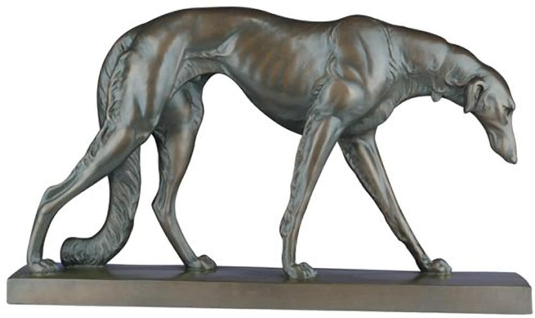 Hand-Cast Ebony Borzoi Dog Sculpture 13H 22W 5.75D (1 of 1)