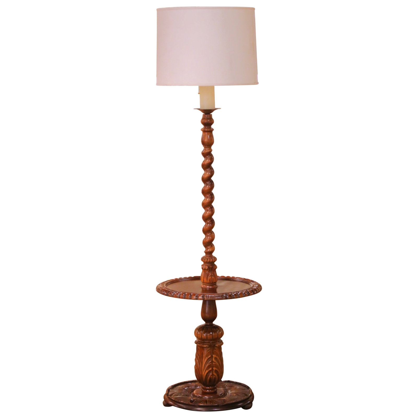 French Walnut Barley Twist Lamp with Circular Table (1 of 10)
