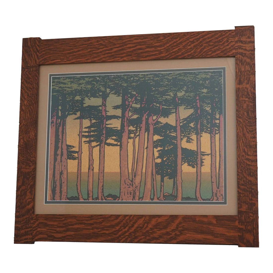 Arts & Crafts Style Oak Frame Lands End Art Print With Mat (1 of 8)