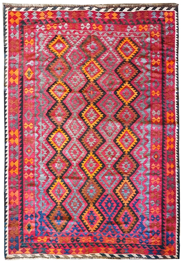 Handmade Afghan Tribal Kilim Carpet 6.10 x 8.9 ft Wool Area Rug (1 of 9)
