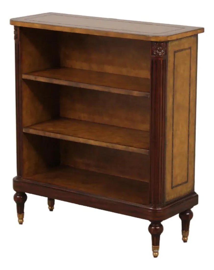 Maitland Smith Regency Style Leather Bookcase Brass Capped Feet (1 of 10)