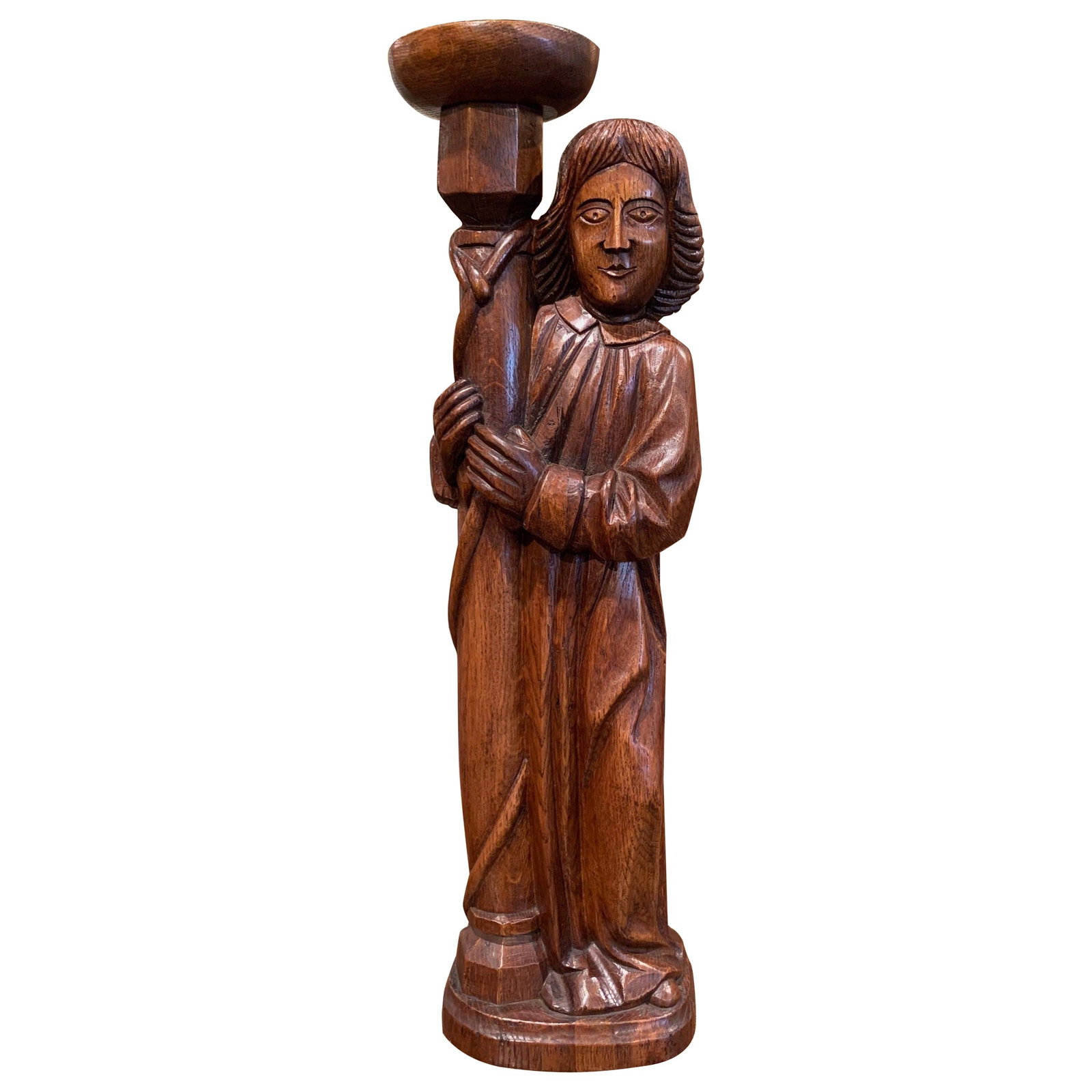 French Oak Altar Server Torch Candleholder (1 of 8)