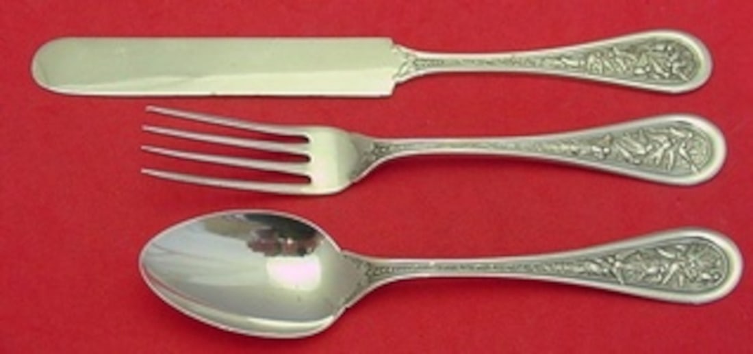 Three-Piece Junior Set Knife Fork Spoon Japanese 950 Silver Unknown Maker (1 of 2)
