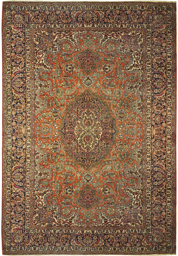 1940's Persian Kashan Rug 6.11 x 9.10 Antique (1 of 7)
