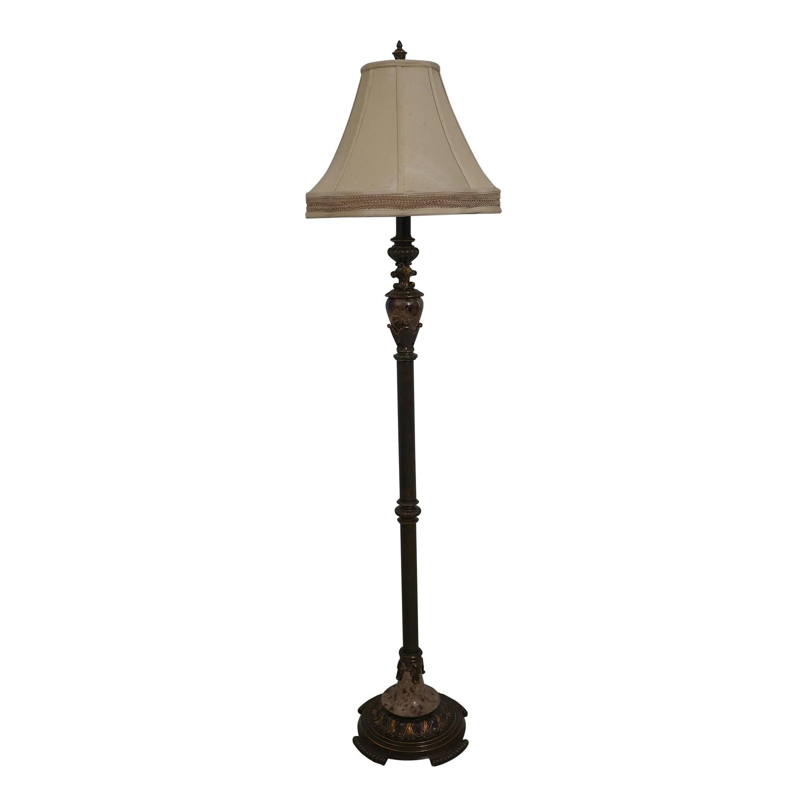 Elegant Gold Floor Lamp with Marble Inserts and Decorative Shade (1 of 10)