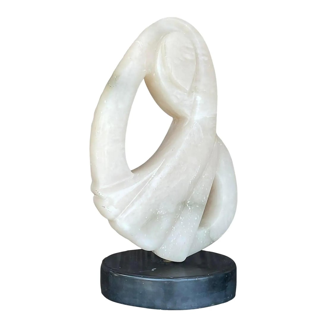 Vintage Boho White Stone Abstract Sculpture 12 Inch Tall: Vintage Boho White Stone Abstract Sculpture 12 Inch Tall Introduce a unique artistic element to your decor with this Vintage Boho Carved Stone Abstract Sculpture. This piece features a distinctive abs