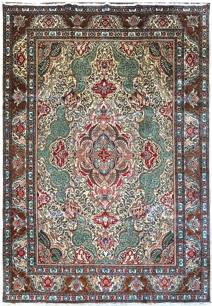 Vibrant 9.9 x 13.7 Handwoven Persian Tabriz Area Rug Wool: Vibrant 9.9 x 13.7 Handwoven Persian Tabriz Area Rug Wool Free continental US Shipping Transform your living space with this stunning 9.9 x 13.7 Persian Tabriz Rug, a true embodiment of vibrant