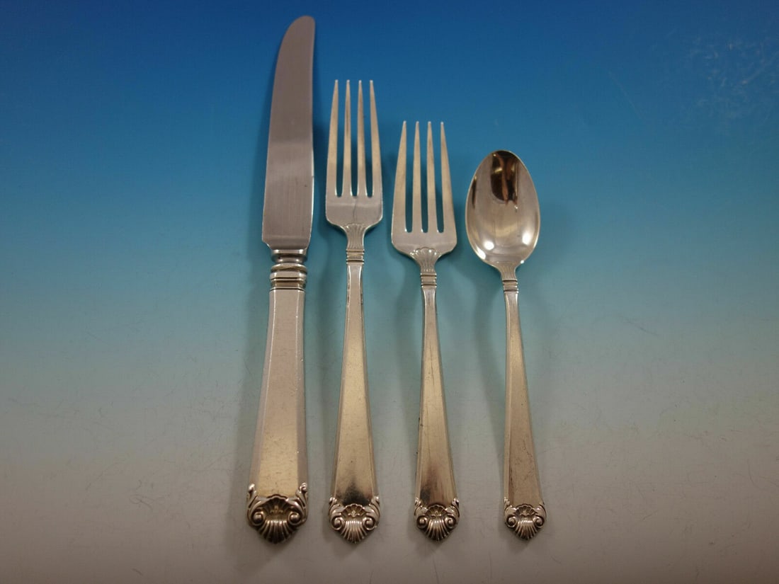 Watson George II Rex Hand Chased Sterling Silver 4-Piece Place Setting (1 of 4)