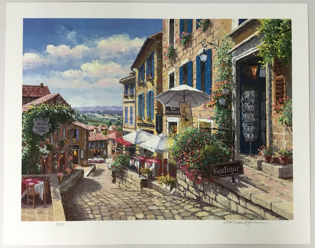 S Sam Park Limited Edition Signed Serigraph Print Boutique 27x22: S Sam Park Limited Edition Signed Serigraph Print Boutique 27x22 This stunning serigraph print titled "Boutique" by artist S. Sam Park captures the essence of realism with its contemporary style. Prod