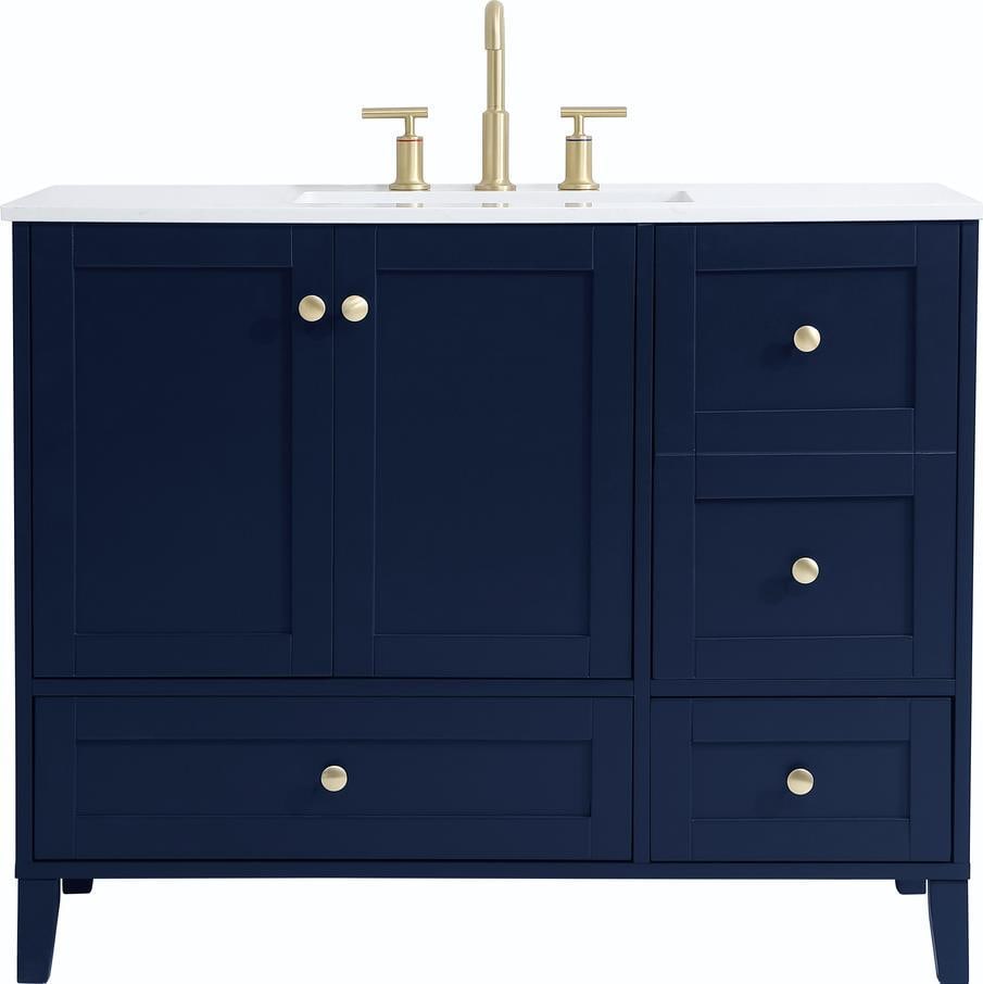 Elegant Lighting Blue Gold Vanity Regency Style 34H 42W 22D (1 of 1)