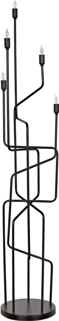 Noir Moriarty Industrial Matte Black Floor Lamp with 5 Lights (1 of 6)