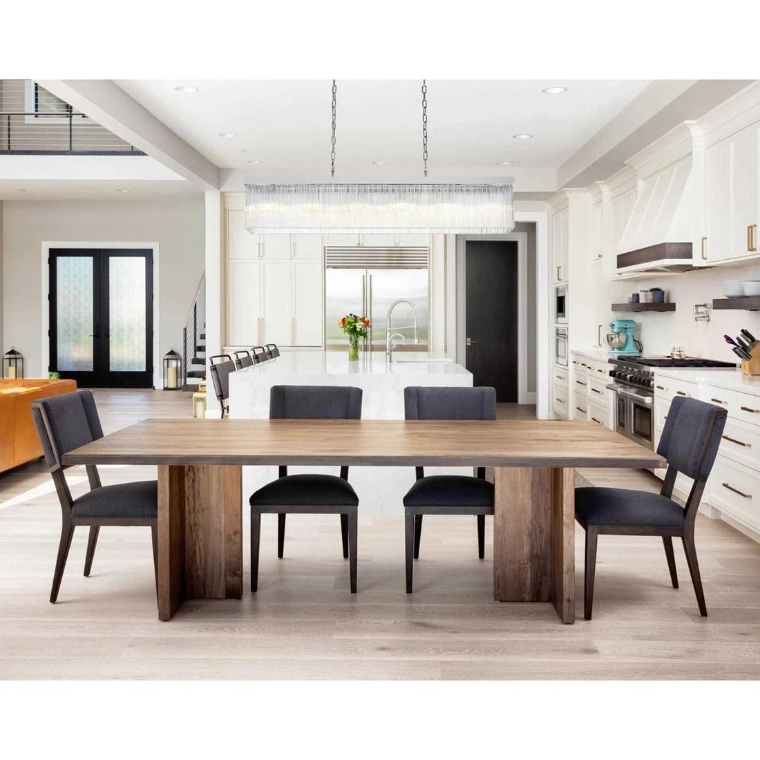 Harlow Chrome 6 Light LED Chandelier 49 Inch Wide: Harlow Chrome 6 Light LED Chandelier 49 Inch Wide This modern chandelier features a high-quality chrome finish and a sleek rectangular design, making it ideal for kitchen islands, dining rooms, foyers