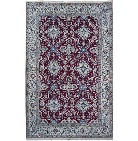 Luxurious 6 x 9.9 Persian Nain Rug Burgundy Wool Silk Signed (1 of 6)