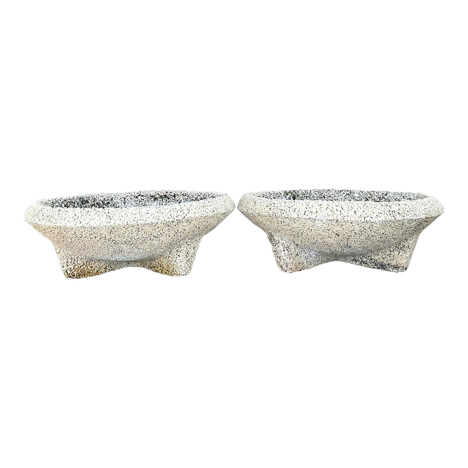 Coastal Vintage Alabaster Crushed Stone Planters - Pair: Coastal Vintage Alabaster Crushed Stone Planters - Pair Enhance your outdoor space with this pair of vintage coastal low planters, crafted from crushed stone and featuring a textured, beachy finish. T