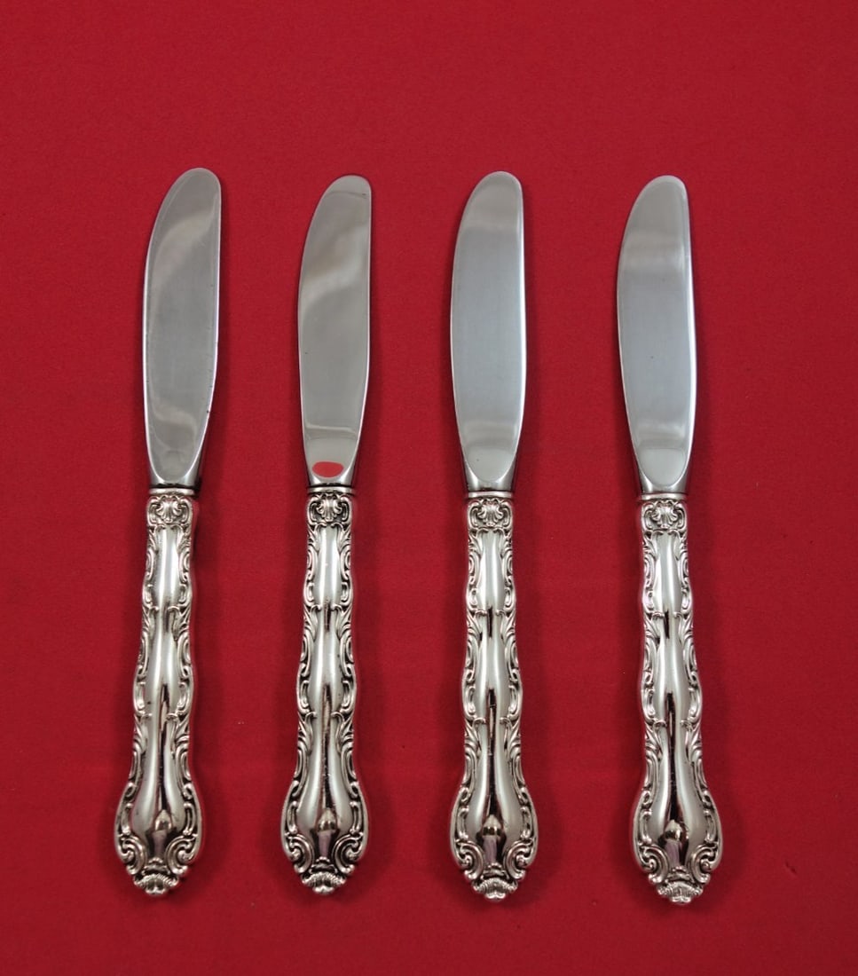 Alvin French Scroll sterling butter spreaders set of 4 6 1/4 (1 of 4)