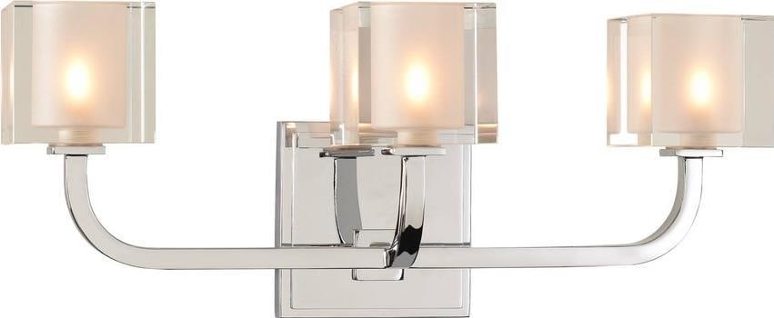Kalco Arcata 3-Light Chrome Crystal Bathroom Fixture Dimmable: Kalco Arcata 3-Light Chrome Crystal Bathroom Fixture Dimmable Illuminate your bathroom with this stylish Modern Chrome and Crystal Bathroom Light Fixture. Designed with a contemporary flair, this fixt