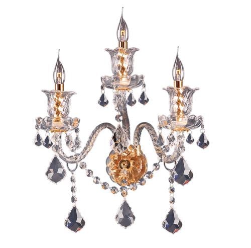 Artistry Elizabeth 3-Light Gold Crystal Wall Sconce 22 inch: Artistry Elizabeth 3-Light Gold Crystal Wall Sconce 22 inch This elegant wall sconce from the Elizabeth Collection features a gold frame adorned with high-quality Asfour crystals, offering a sophistic