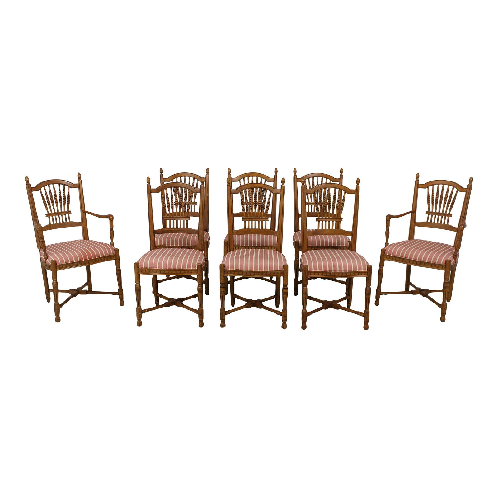 Set of 8 Stickley Wheat Sheaf Dining Chairs Quality Wood Brown (1 of 10)