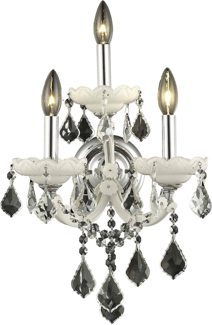 Elegant Lighting Maria Theresa Rococo Wall Sconce 3-Light Royal-Cut Crystal: Elegant Lighting Maria Theresa Rococo Wall Sconce 3-Light Royal-Cut Crystal Illuminate your space with the Regal Charm Vintage Style Wall Sconce, a stunning piece that combines antique elegance with m