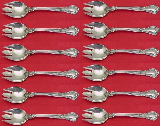 Gorham Chantilly Sterling Silver Ice Cream Forks Set of 12 Custom 5 3/4 Inch: Gorham Chantilly Sterling Silver Ice Cream Forks Set of 12 Custom 5 3/4 Inch Indulge in delightful desserts with this exquisite set of 12 ice cream forks from the Chantilly pattern by Gorham. Crafted 