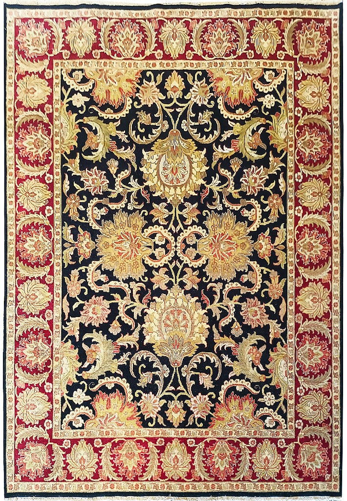 8x10 Handmade Agra Rug Midnight Black Blue Natural Wool: 8x10 Handmade Agra Rug Midnight Black Blue Natural Wool Free continental US Shipping Enhance your home with the refined elegance of this 8x10 Midnight Black Blue Natural Handmade Agra Rug, a timeless 