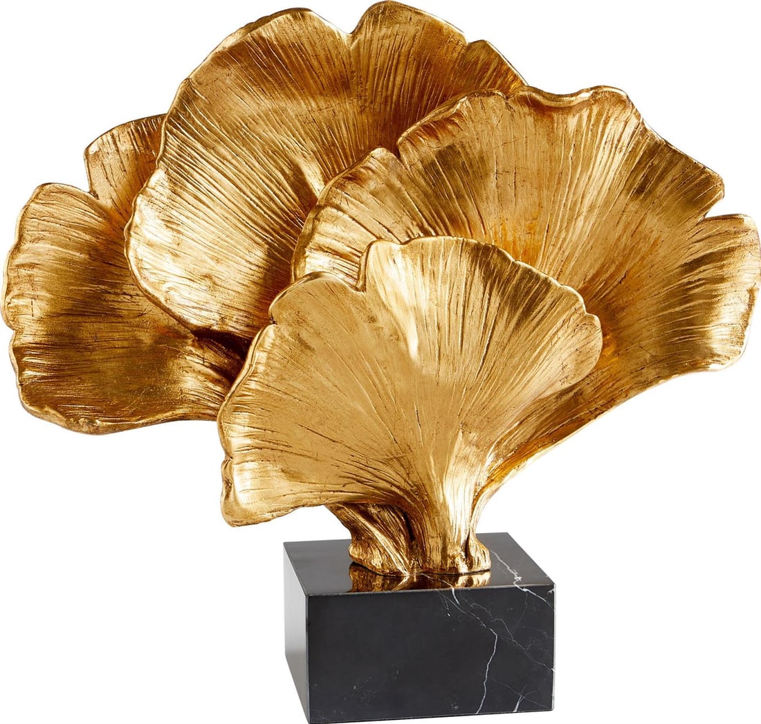 Cyan Gilded Bloom Abstract Sculpture Gold Resin Marble Decor (1 of 1)