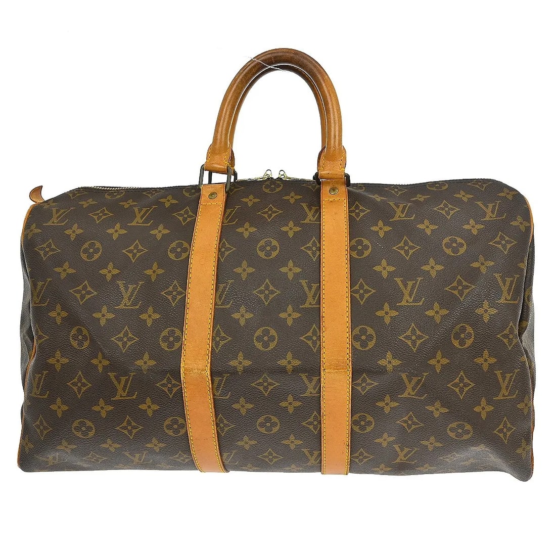 Louis Vuitton Keepall Travel Bag Monogram Canvas Brown: Louis Vuitton Keepall Travel Bag Monogram Canvas Brown Louis Vuitton Keepall in brown monogram canvas. This unisex bag is made in France and is presented in fair condition with visible wear. The exter