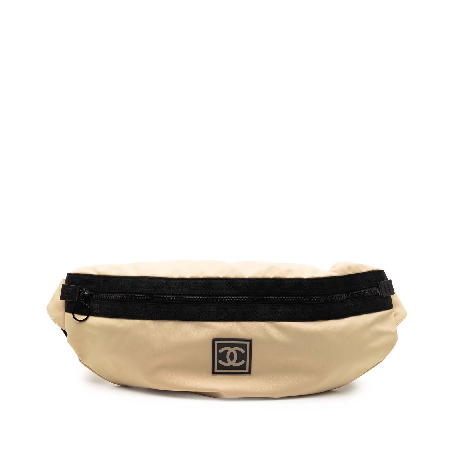 Chanel Sport Line Brown Nylon CC Waist Belt Bag: Chanel Sport Line Brown Nylon CC Waist Belt Bag This Chanel belt bag from the CC Sport Line features a nylon body in brown, complemented by an adjustable flat waist strap and a top zip closure. The in