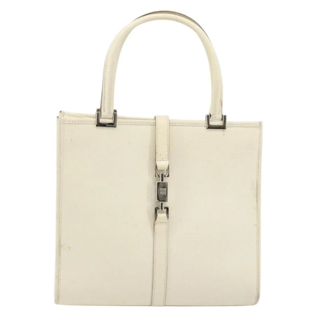 Gucci Vintage Jackie Silver Leather Handbag Made in Italy: Gucci Vintage Jackie Silver Leather Handbag Made in Italy This is a Gucci Vintage Jackie handbag crafted from silver-colored leather. The bag is designed for women and features classic styling with me
