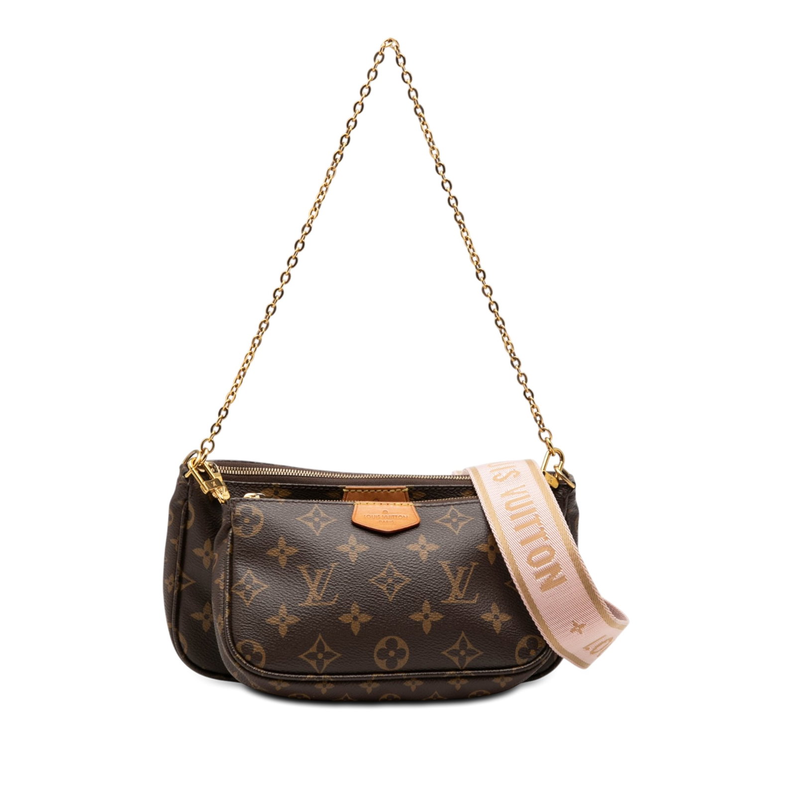 Louis Vuitton Multi Pochette Accessoires Brown Monogram Canvas Bag: Louis Vuitton Multi Pochette Accessoires Brown Monogram Canvas Bag This Louis Vuitton Monogram Multi Pochette Accessoires bag features a monogram canvas body with a detachable chain link strap and a d