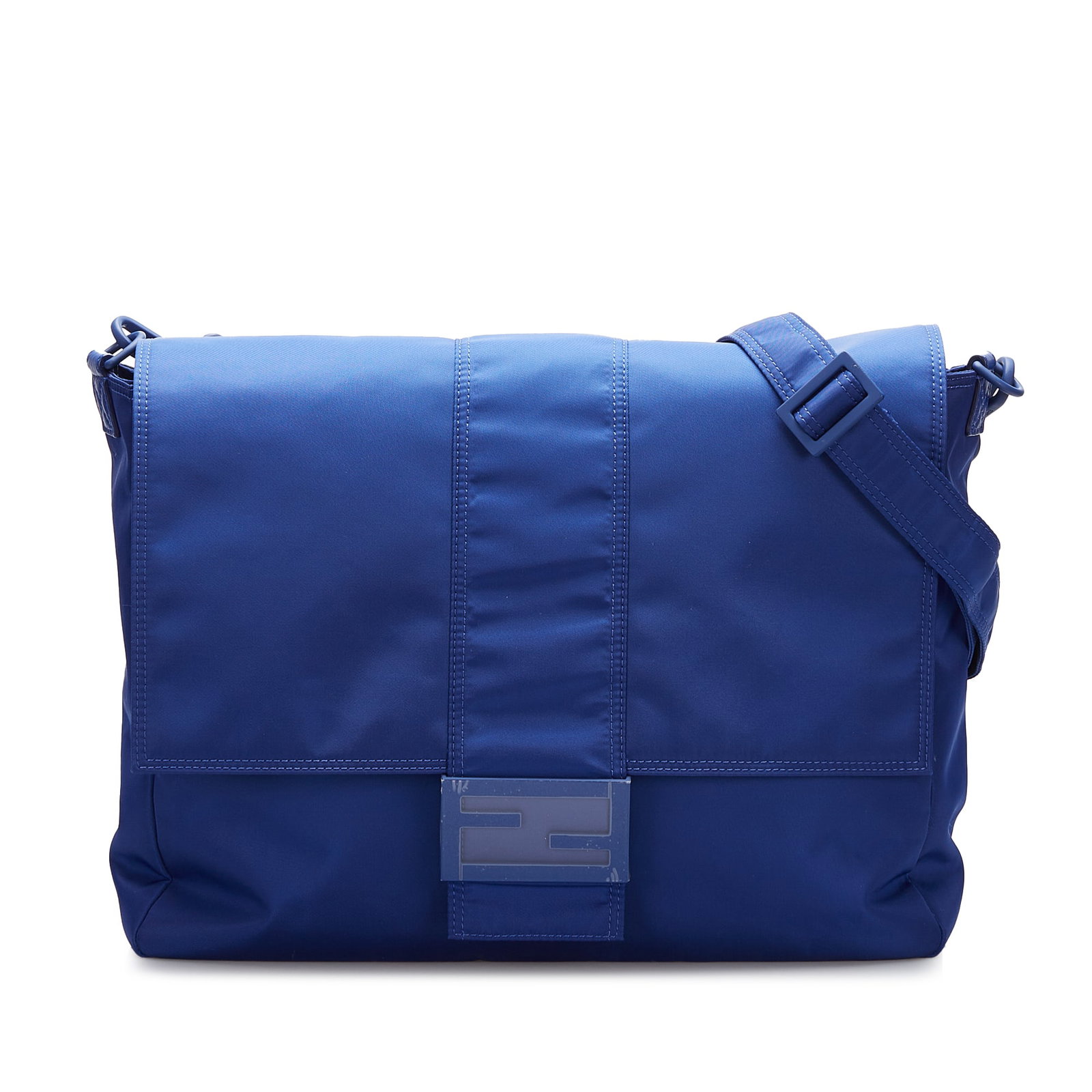 Fendi FF Lock Crossbody Blue Nylon Bag Italy (1 of 10)