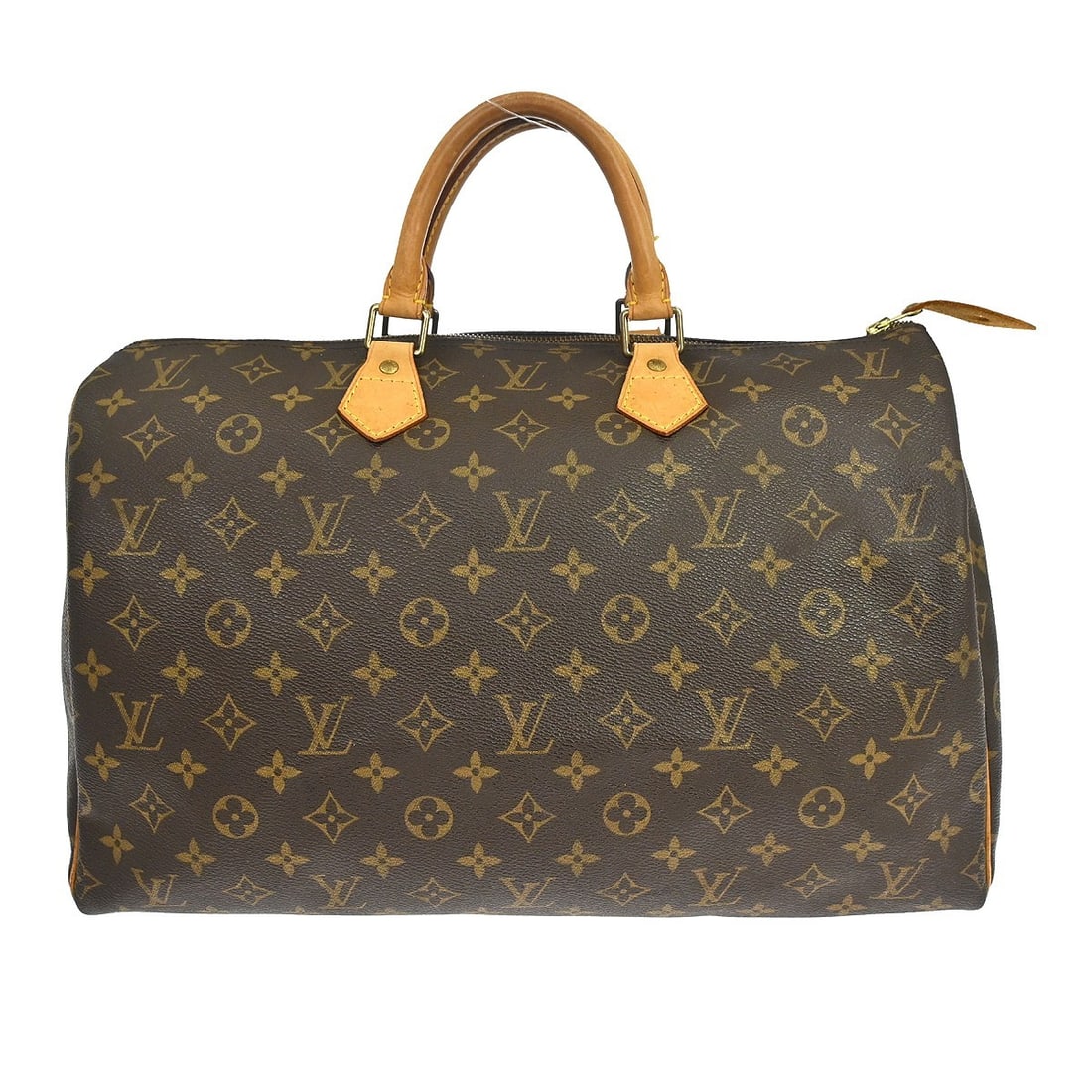 Louis Vuitton Speedy 40 Monogram Canvas Large Duffle Bag M41522: Louis Vuitton Speedy 40 Monogram Canvas Large Duffle Bag M41522 Vintage Louis Vuitton Speedy 40 handbag in brown monogram canvas with leather trim. This duffle-style design features double handles, a 