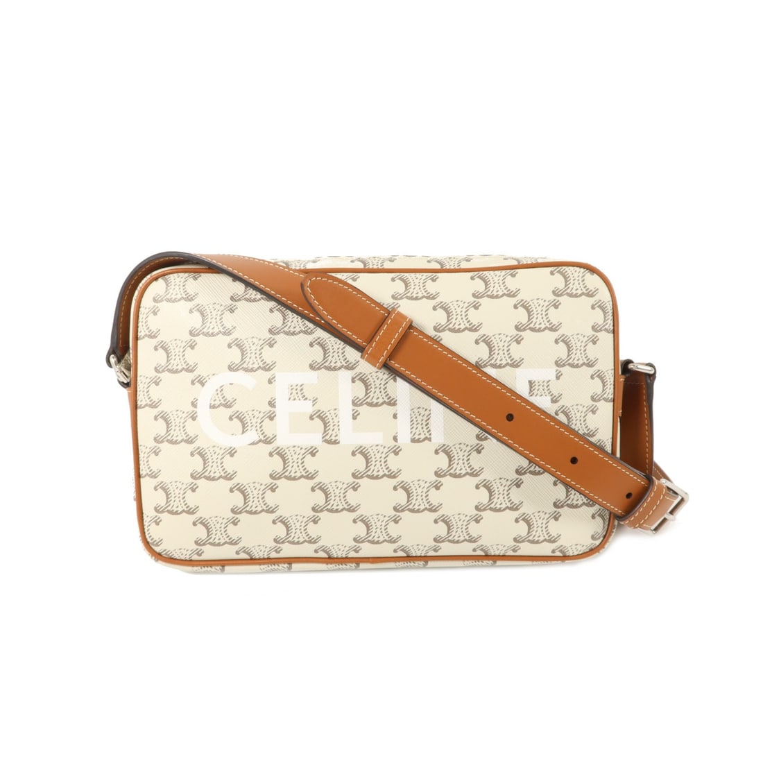 CELINE 194502GED White Coated Canvas Shoulder Bag: CELINE 194502GED White Coated Canvas Shoulder Bag Celine shoulder bag in white PVC coated canvas with a compact messenger-style silhouette. Made for women, this piece is noted in AB: Very Good conditi