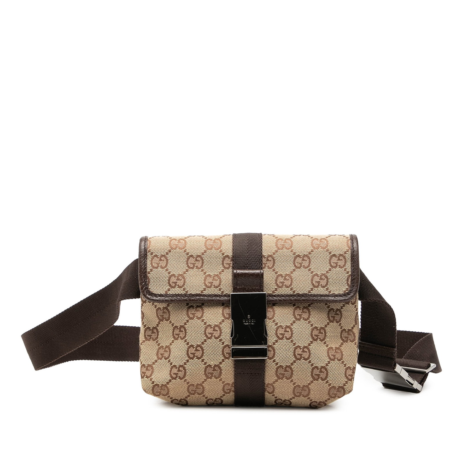 Gucci GG Canvas Waist Bag with Leather Trim Beige: Gucci GG Canvas Waist Bag with Leather Trim Beige Gucci GG Canvas Belt Bag crafted with a canvas body and leather trim. It features an adjustable flat waist strap, a flap with buckle closure, and an i