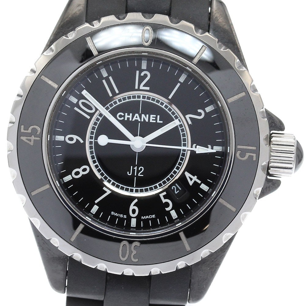 CHANEL J12 H0681 Ladies Quartz Date Watch Black Ceramic: CHANEL J12 H0681 Ladies Quartz Date Watch Black Ceramic Pre-owned CHANEL J12 ladies wristwatch with a black ceramic design and date display. This quartz watch is made in Switzerland and is identified 