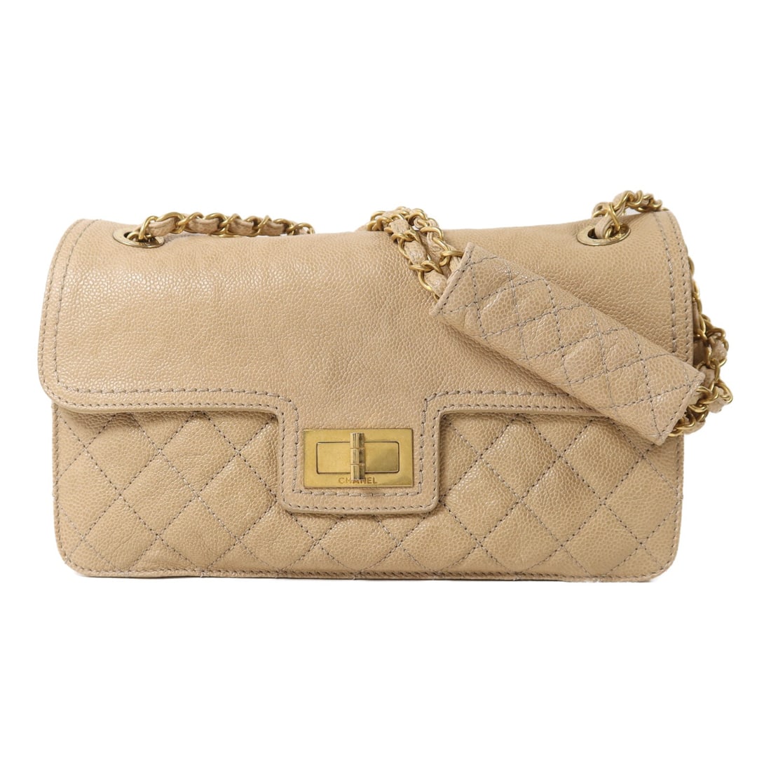 Beige Calfskin CHANEL 2.55 Shoulder Bag CC GHW (1 of 15)