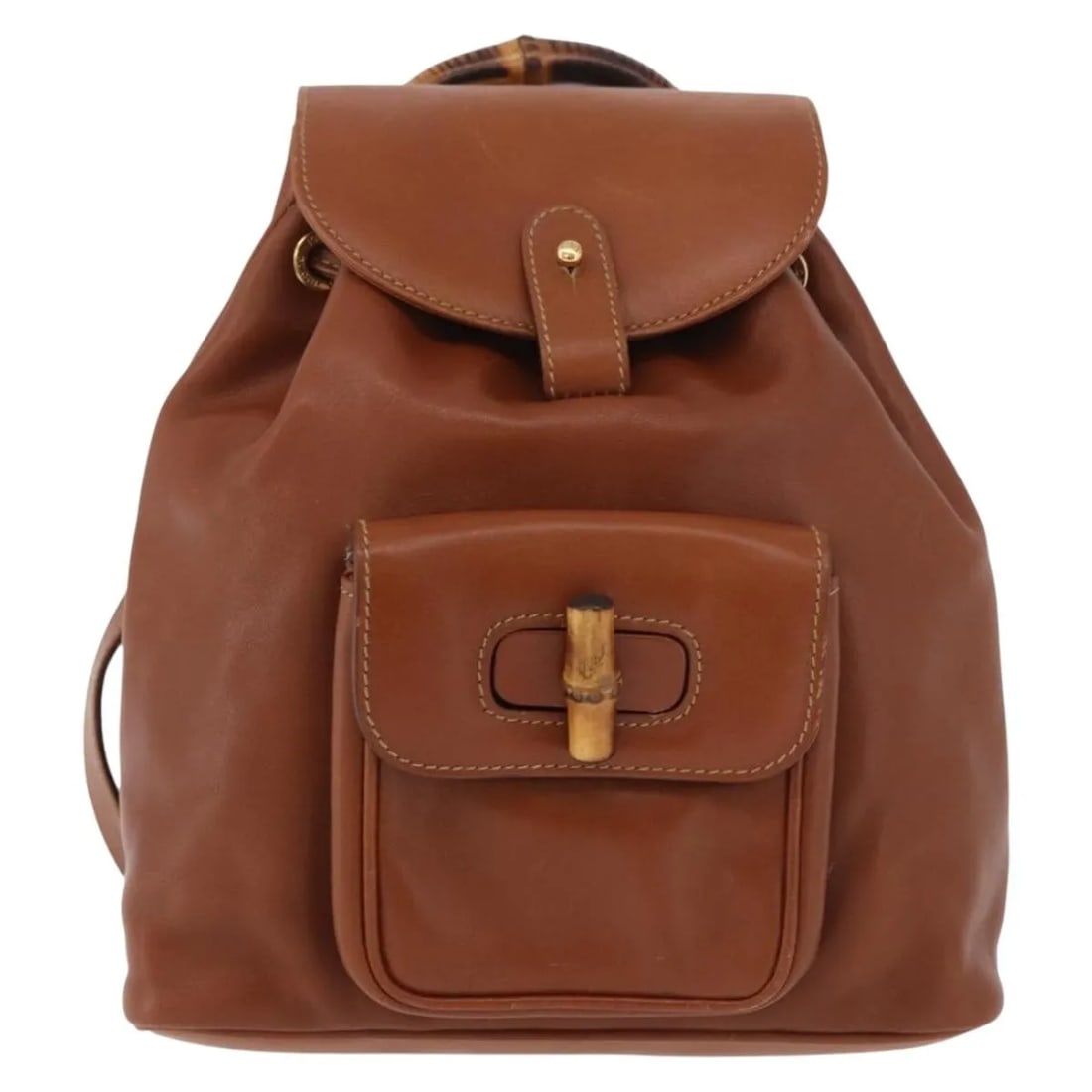Gucci Vintage Bamboo Brown Leather Handbag: Gucci Vintage Bamboo Brown Leather Handbag Vintage Gucci Bamboo handbag in brown leather with the brand's Bamboo model styling. Made in Italy, this women's bag is presented in good condition with visi