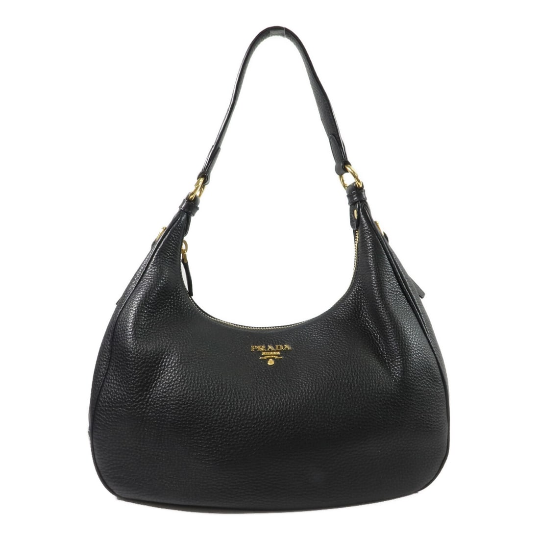 Prada GHW Black Calfskin Women Shoulder Bag IBC311: Prada GHW Black Calfskin Women Shoulder Bag IBC311 This PRADA shoulder bag features luxurious black calfskin leather and gold-tone hardware. Designed for women, it offers a sophisticated look with pra