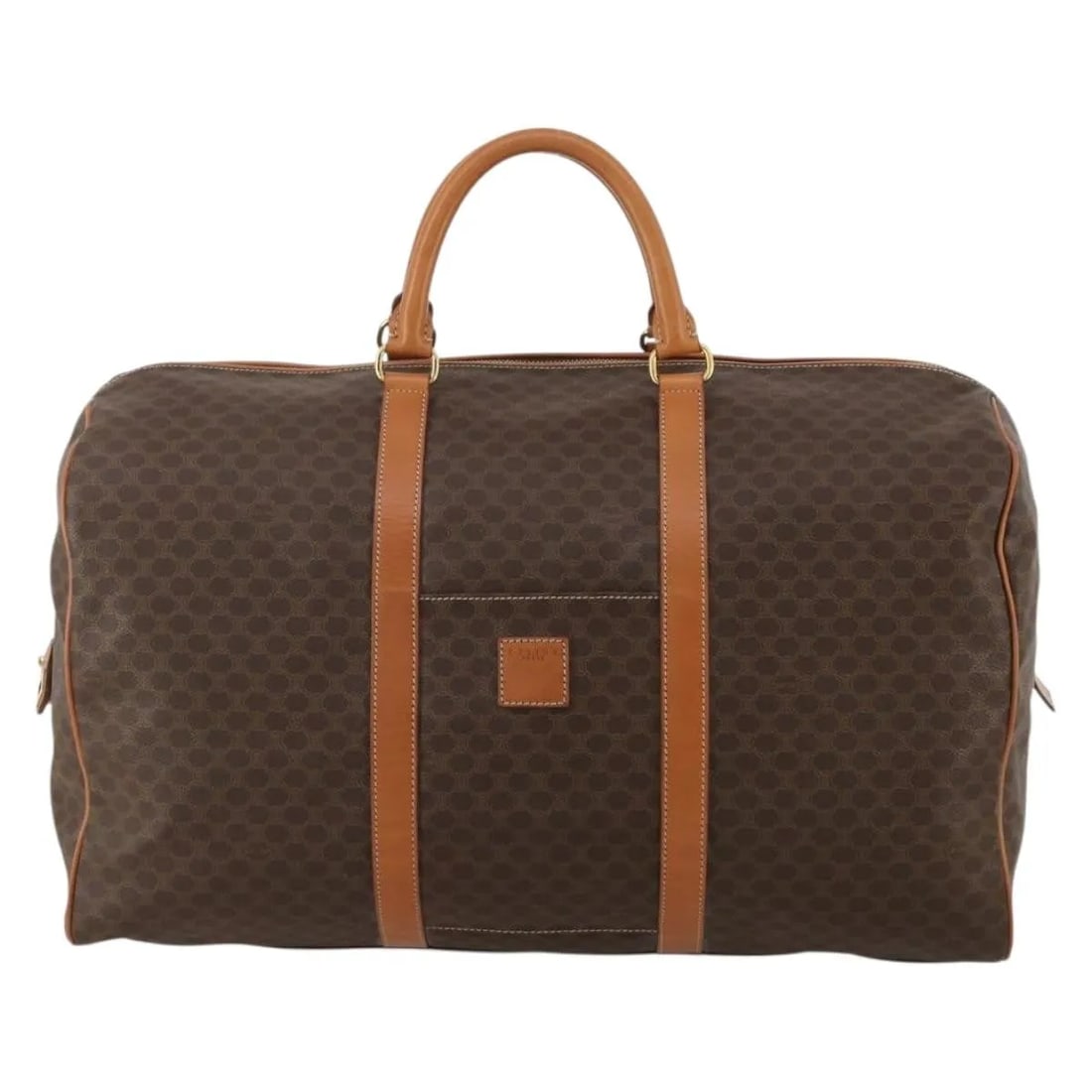 Celine Vintage Duffle Unisex Brown Canvas Bag: Celine Vintage Duffle Unisex Brown Canvas Bag Vintage Celine duffle bag in brown canvas with leather trim. This unisex piece is made in Italy and is presented in good condition, showing signs of prior