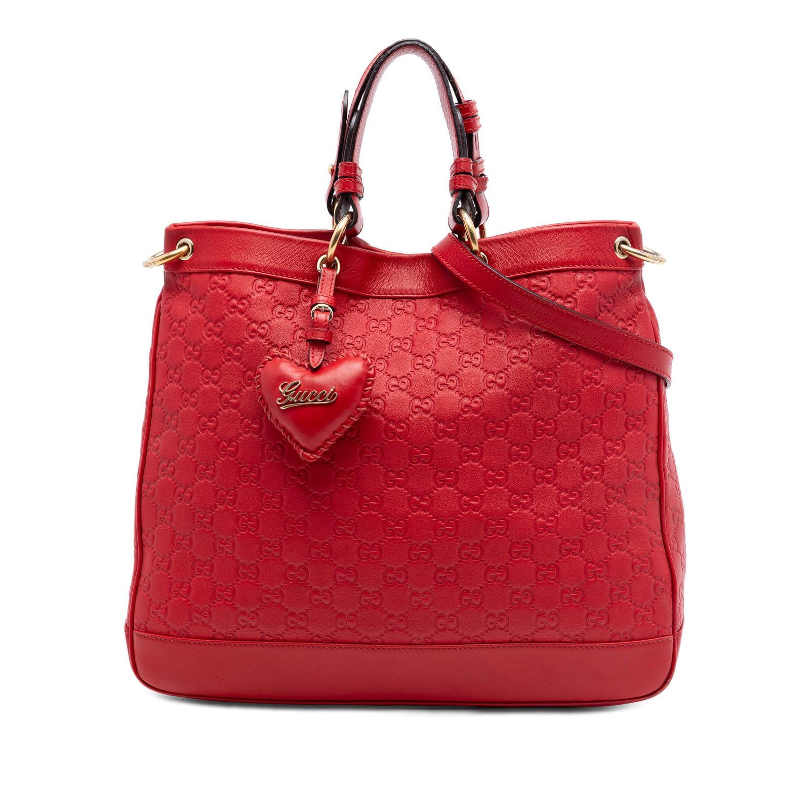 Gucci Guccissima Valentine red leather satchel with shoulder strap (1 of 6)