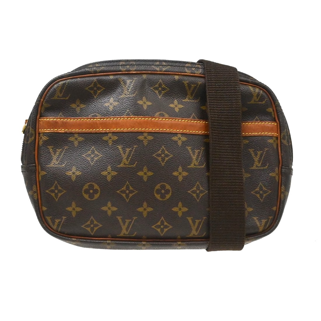 Louis Vuitton Reporter PM Monogram Canvas Crossbody Bag M45254: Louis Vuitton Reporter PM Monogram Canvas Crossbody Bag M45254 Vintage Louis Vuitton Reporter PM messenger shoulder bag in brown Monogram canvas with leather trim. This small bag features a zip closur