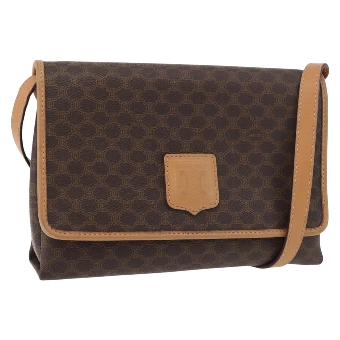CELINE Macadam Shoulder Bag Brown PVC Leather Gold Tone (1 of 18)